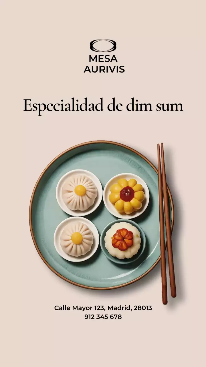 Menú elegante de dim sum beige en Instagram