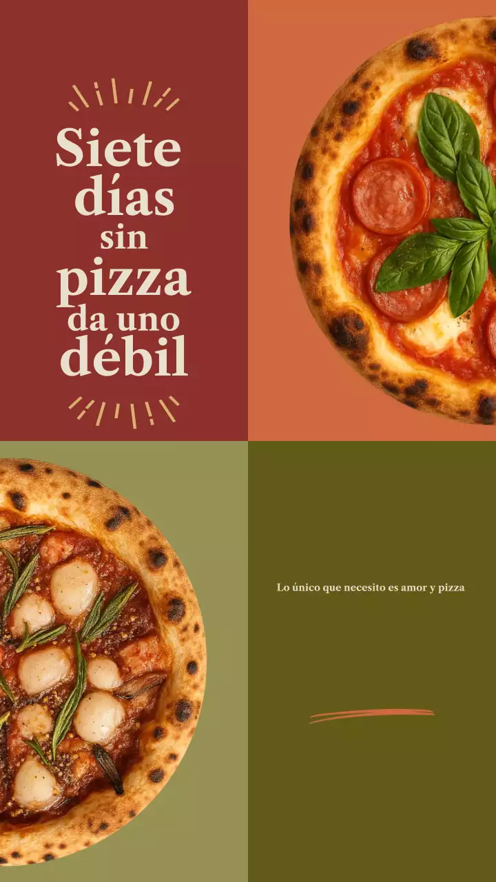 Publicación de Instagram de un anuncio de pizza retro marrón