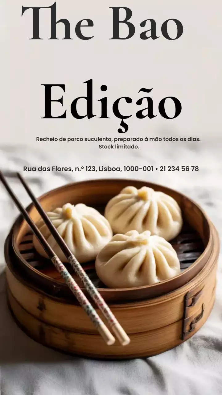História do Instagram do anúncio do Bao tradicional bege