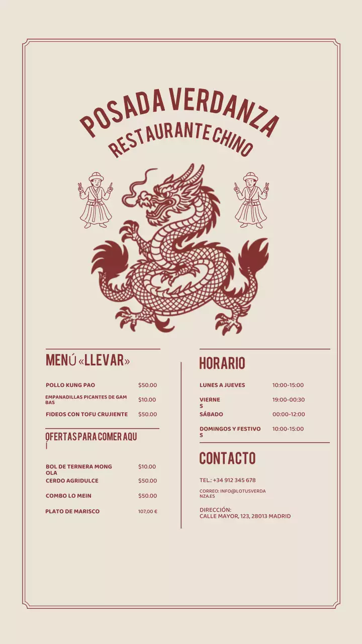 Historia de Instagram del menú del restaurante tradicional Beige