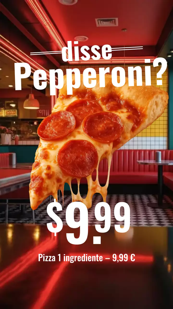 Postagem promocional de pizza retrô vermelha no Instagram