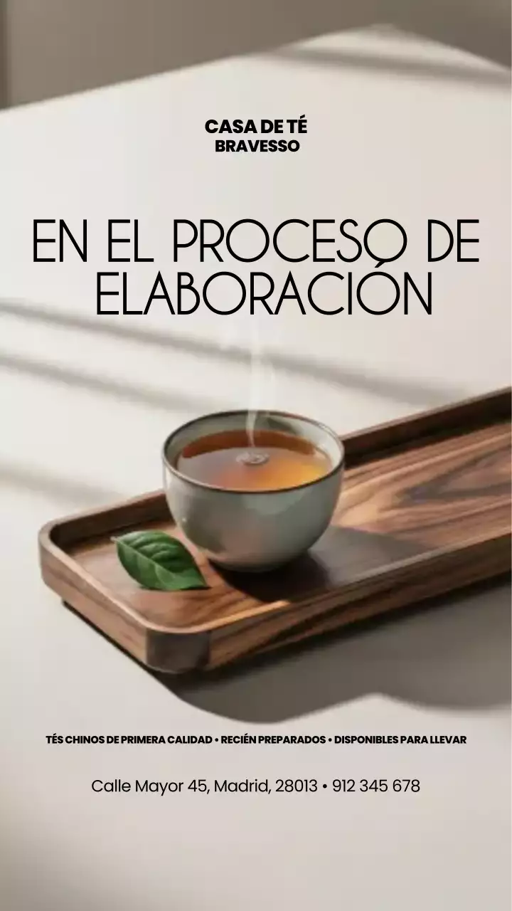 Publicación de Instagram sobre un anuncio de té minimalista marrón