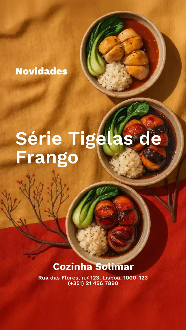 História do Instagram do cardápio do frango tradicional vermelho