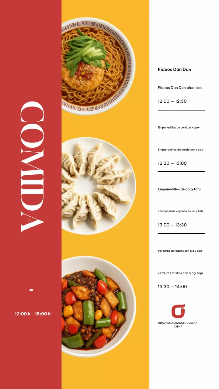 Historia de Instagram del menú de almuerzo moderno rojo