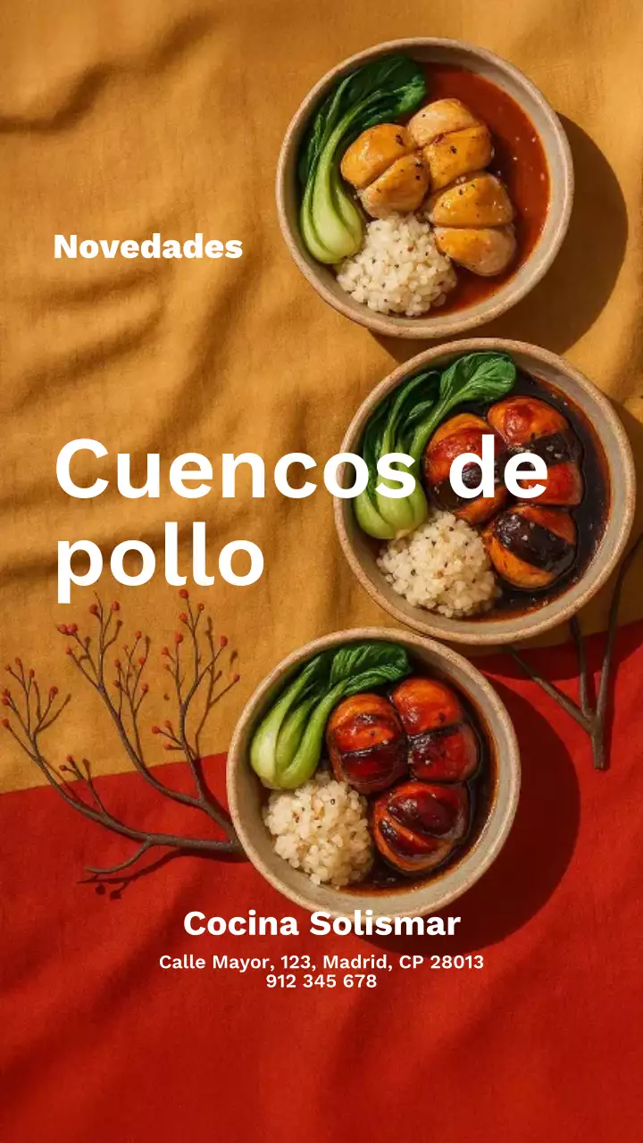 Historia de Instagram del menú de pollo tradicional rojo