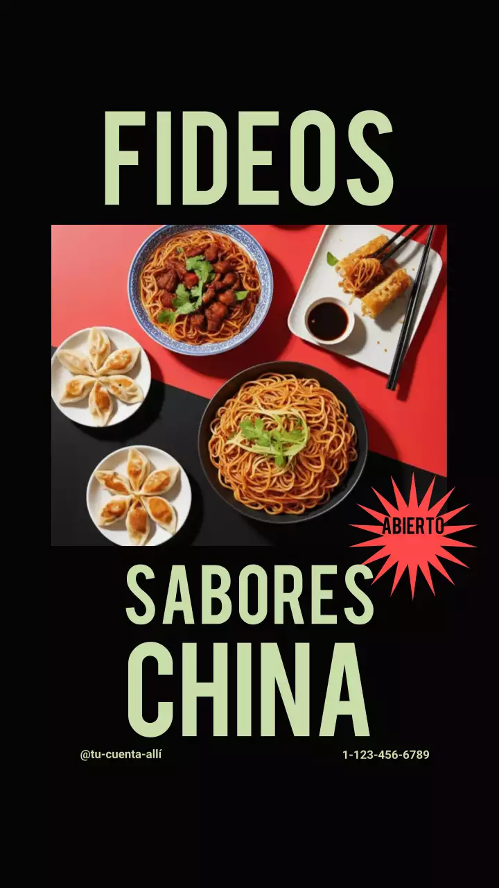 Historia de Instagram del anuncio del menú de Black Modern Chinese