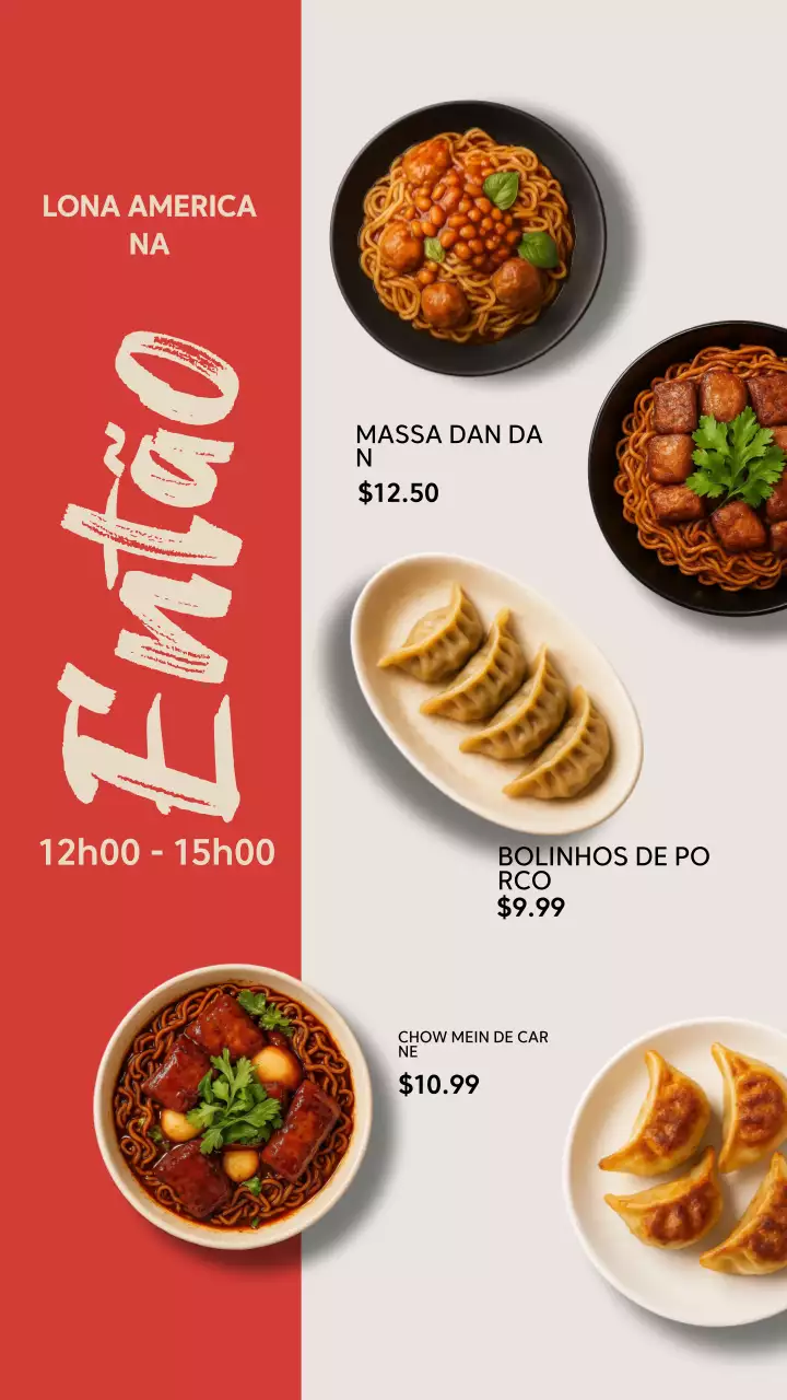 História do Instagram para promoção do cardápio do Red Modern Noodle