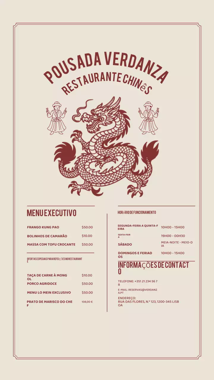 História do Instagram do cardápio do restaurante tradicional bege