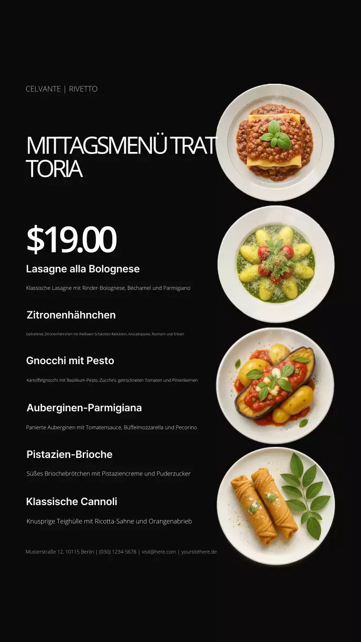 Instagram-Story zum Black Modern Lunch-Menü