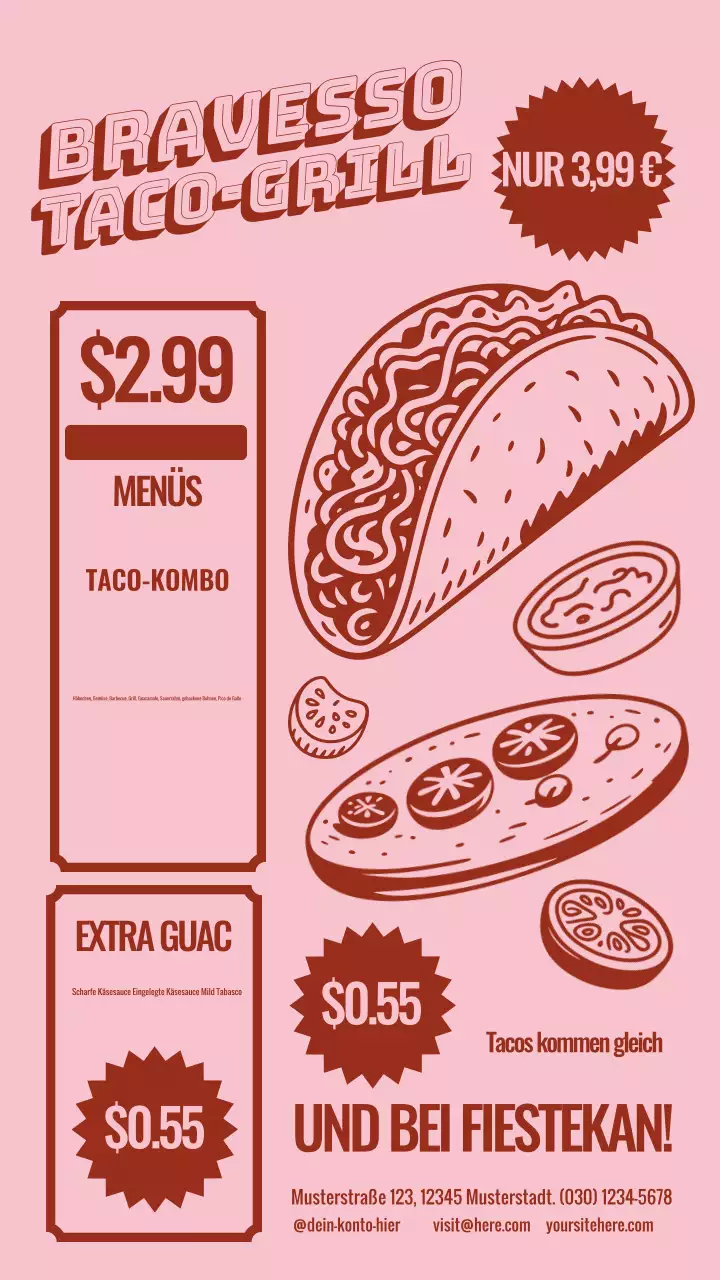 Pink Retro Taco Menü Instagram Post