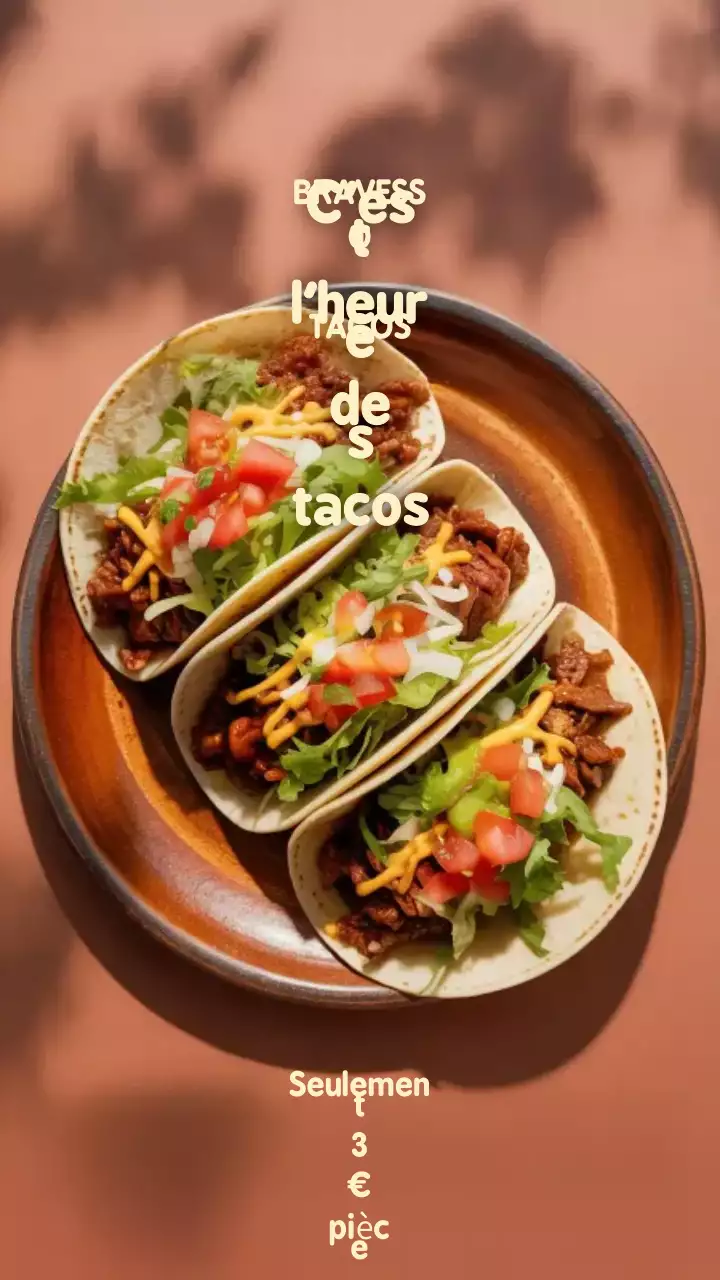 Histoire Instagram de la promotion des tacos rustiques bruns