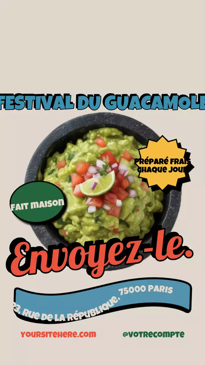 Publication Instagram promotionnelle sur le guacamole vert et audacieux