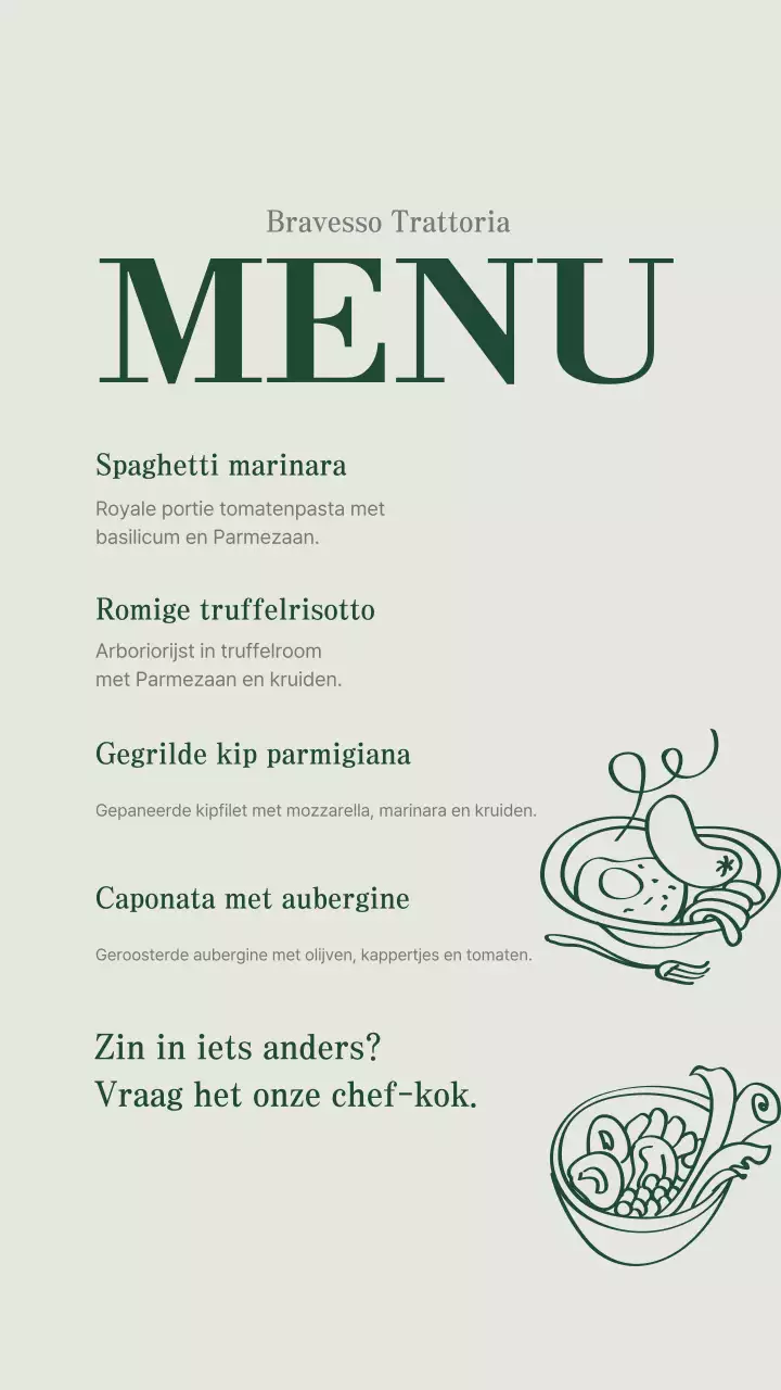 Groen elegant menu-ontwerp Instagram-bericht