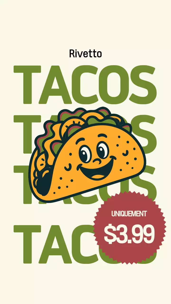 Histoire Instagram de promotion du taco rétro vert