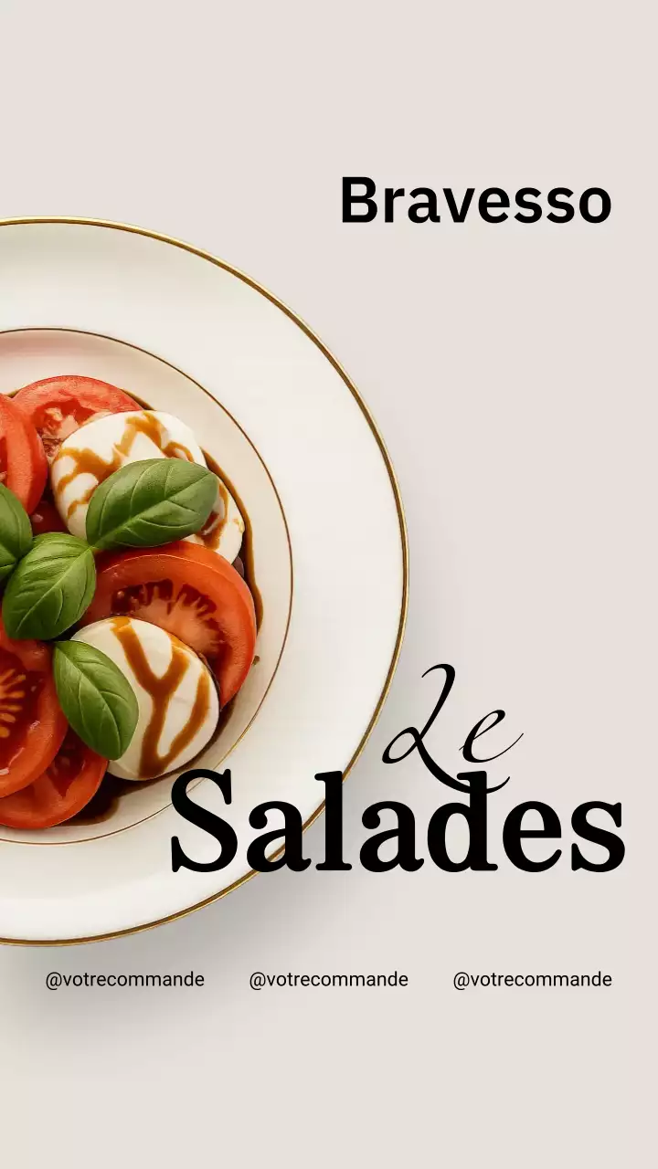 Publicité Instagram pour une salade minimaliste beige