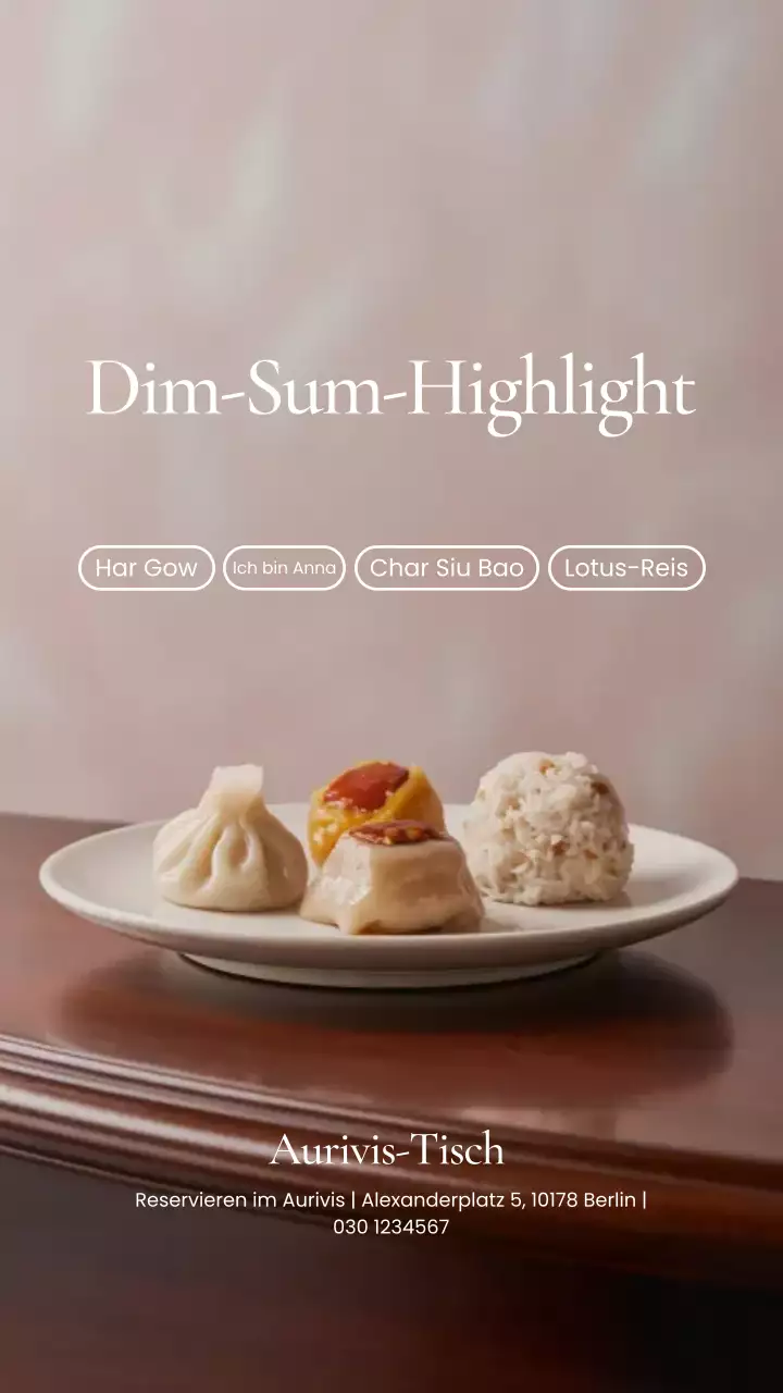 Beige Elegant Dim Sum Menü Instagram Story