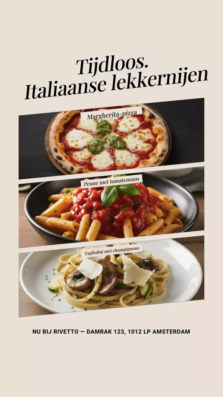 Beige Klassiek Italiaans Menu Promotie Instagram Verhaal
