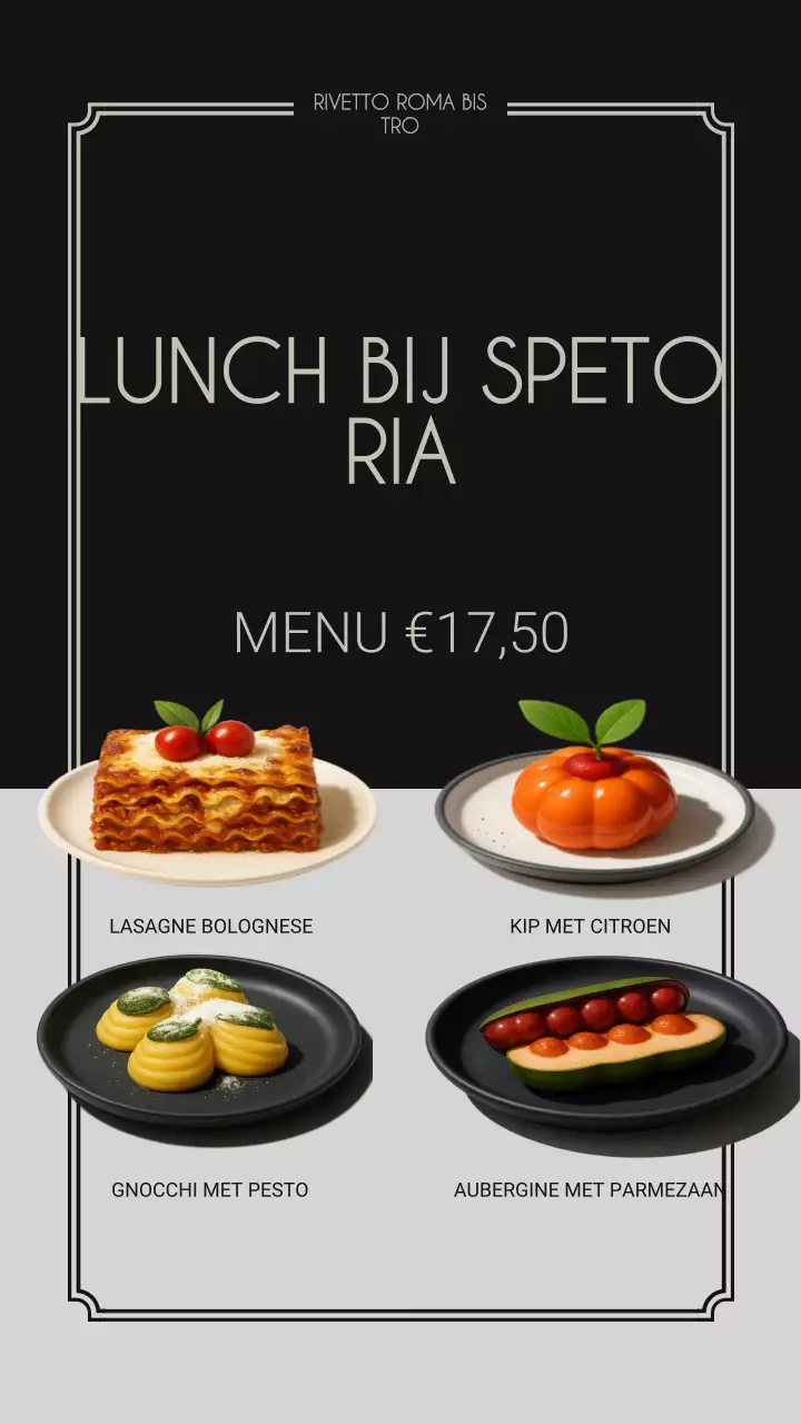 Instagramverhaal over de promotie van het Black Elegant Lunchmenu