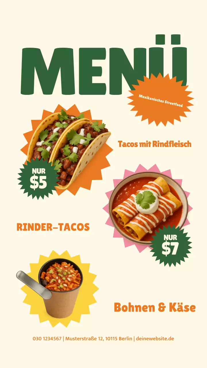 Instagram-Beitrag zum grünen Retro-Food-Menü