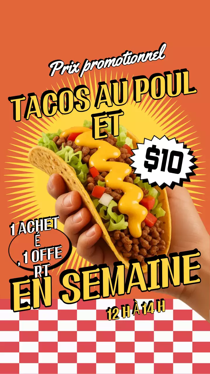 Histoire Instagram de la promotion des tacos rétro orange