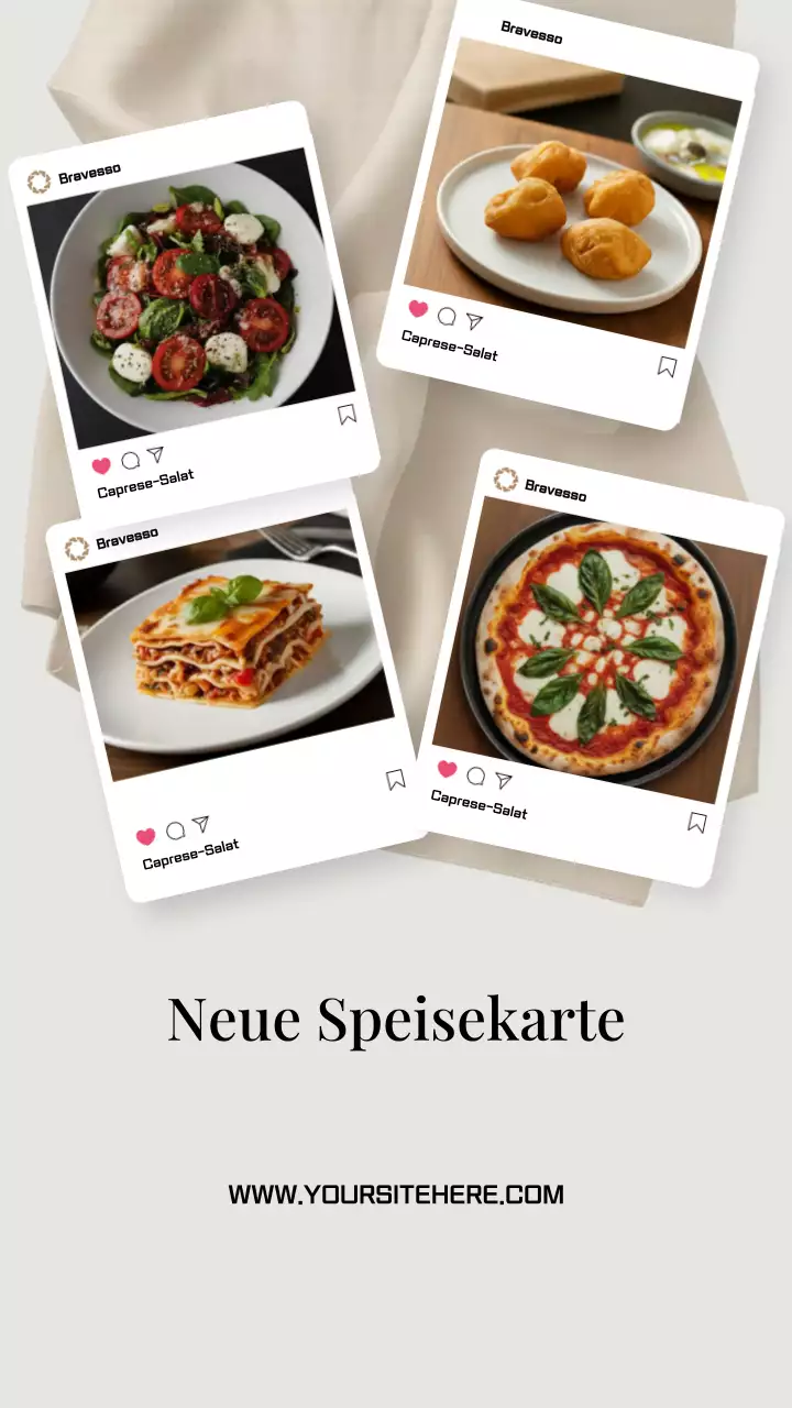 Instagram-Story zur Beige Modern Food Menu-Werbung