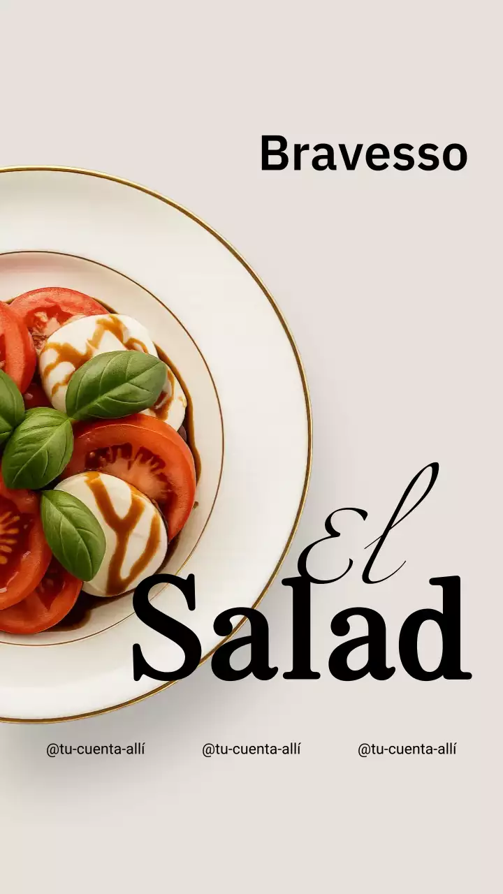 Publicación de Instagram del anuncio de ensalada minimalista beige