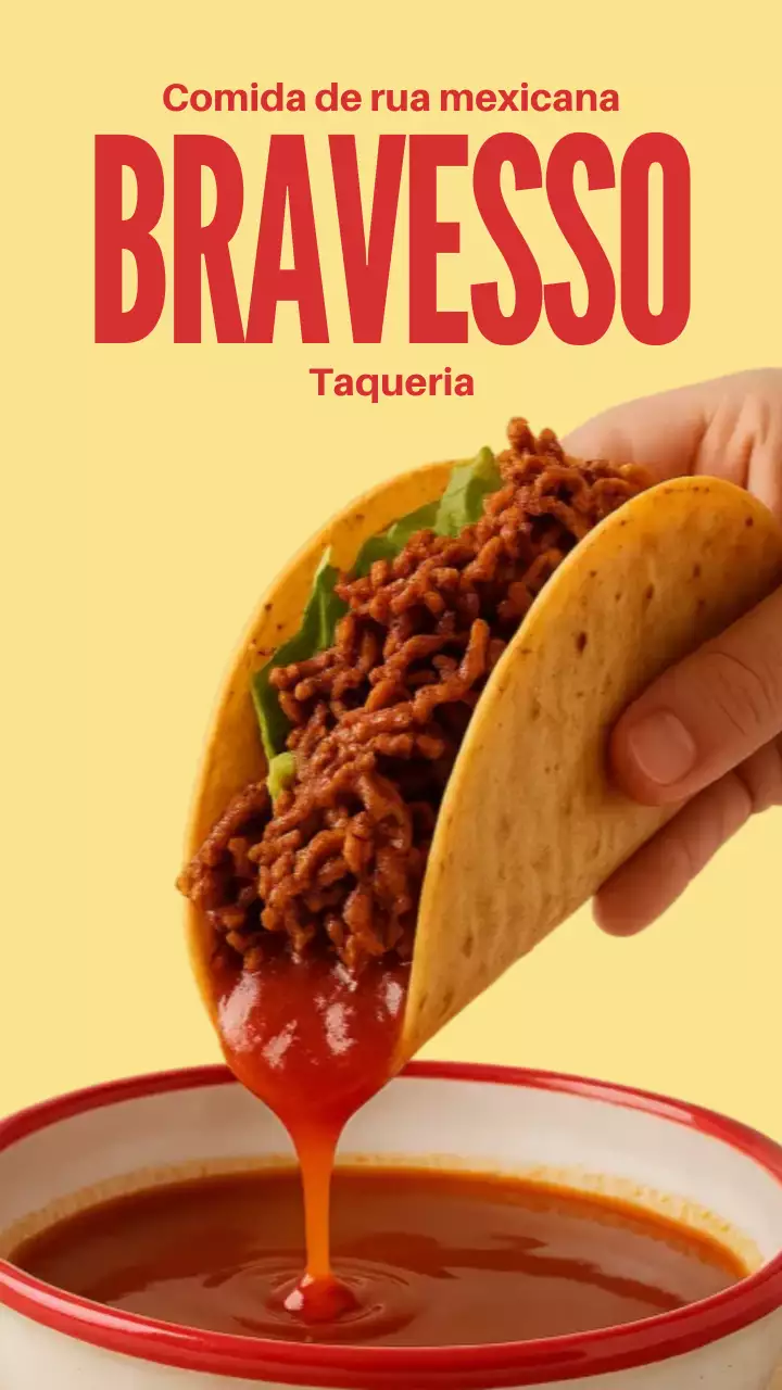 Publicação no Instagram de anúncio de taco rústico amarelo