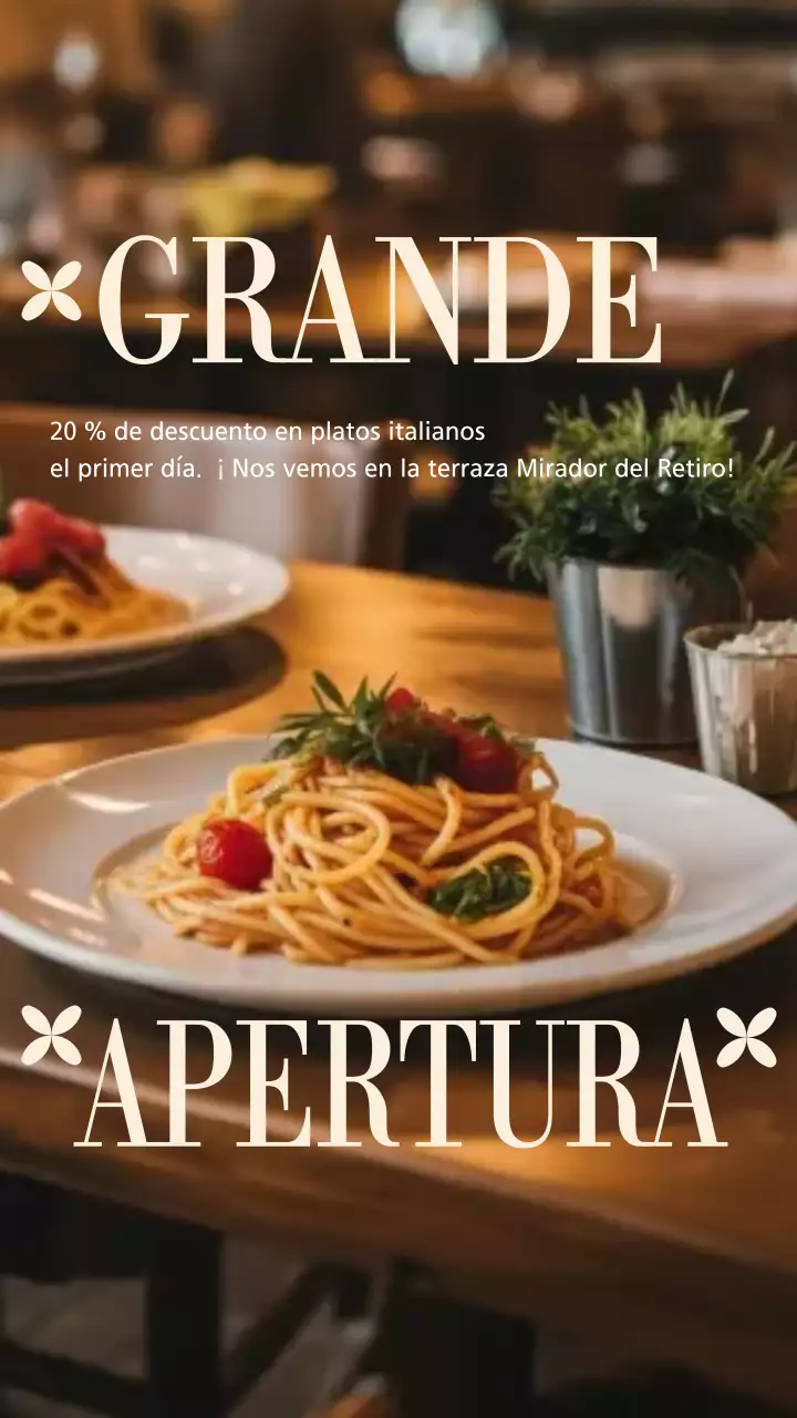 Publicación de Instagram para promocionar un restaurante rústico marrón