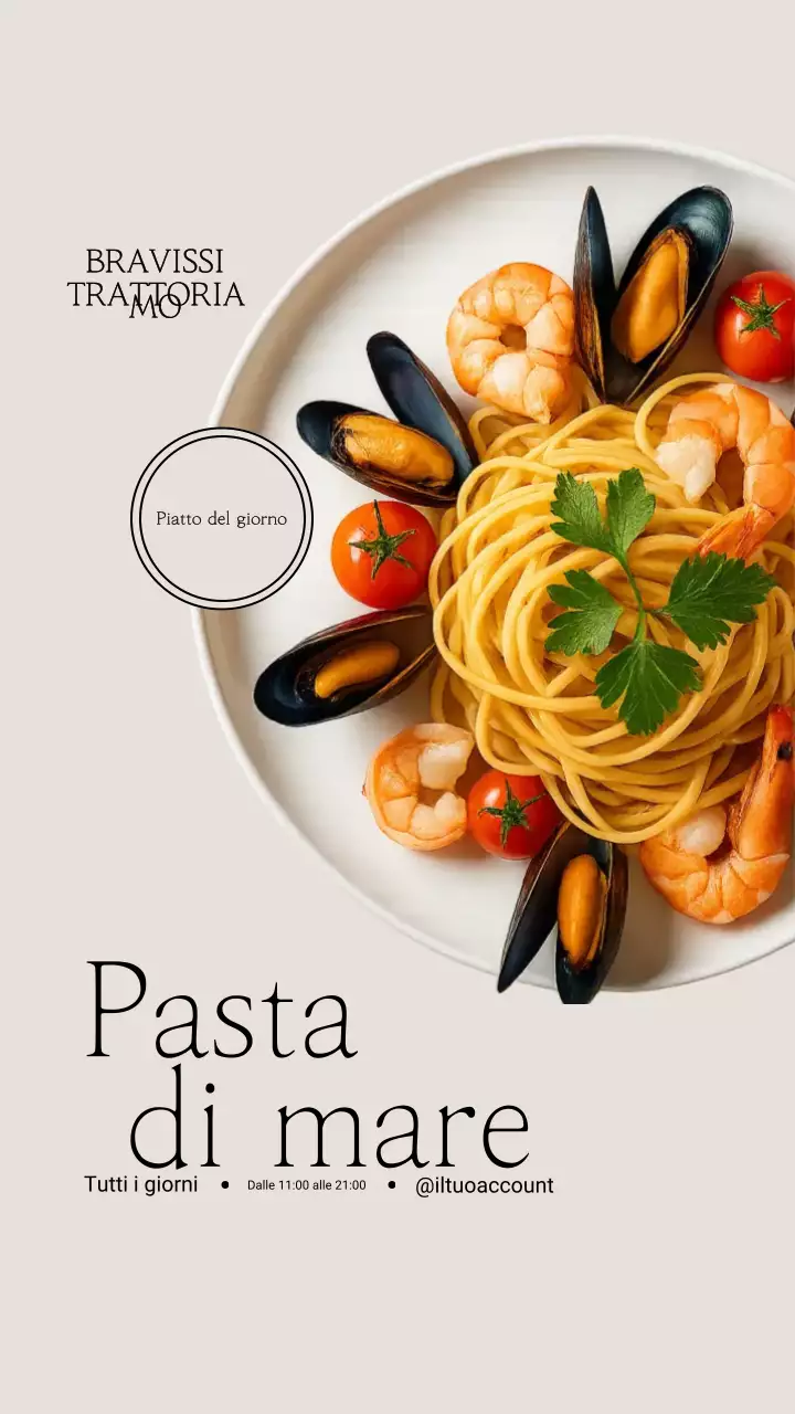 Pubblicità di pasta beige elegante su Instagram