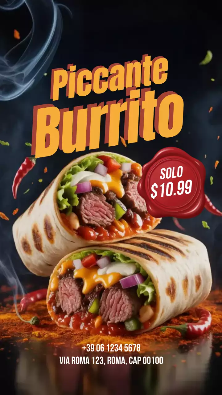 Post di Instagram sulla promozione del burrito rosso audace