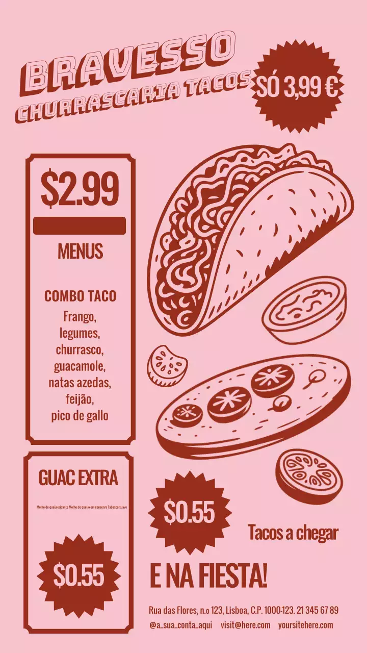 Postagem no Instagram do cardápio do Pink Retro Taco