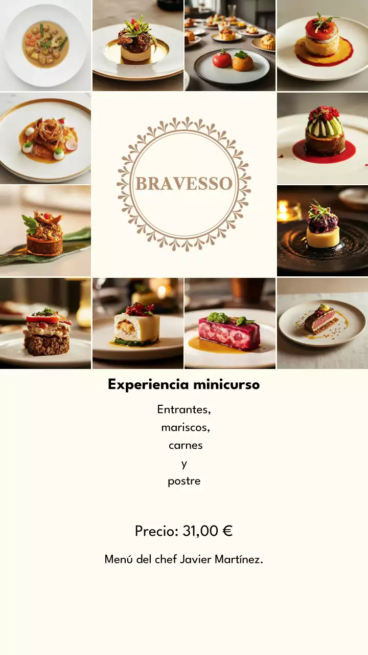 Publicación de Instagram del anuncio del menú elegante en beige