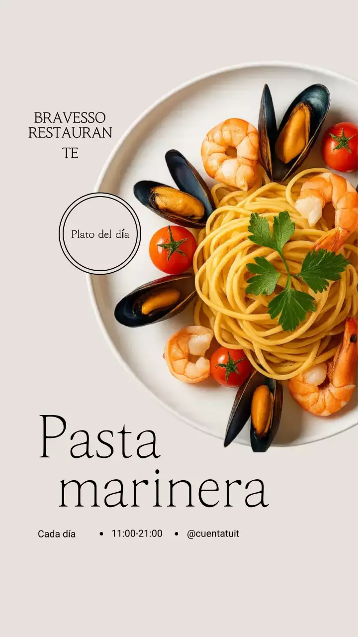 Publicidad de pasta elegante beige en Instagram