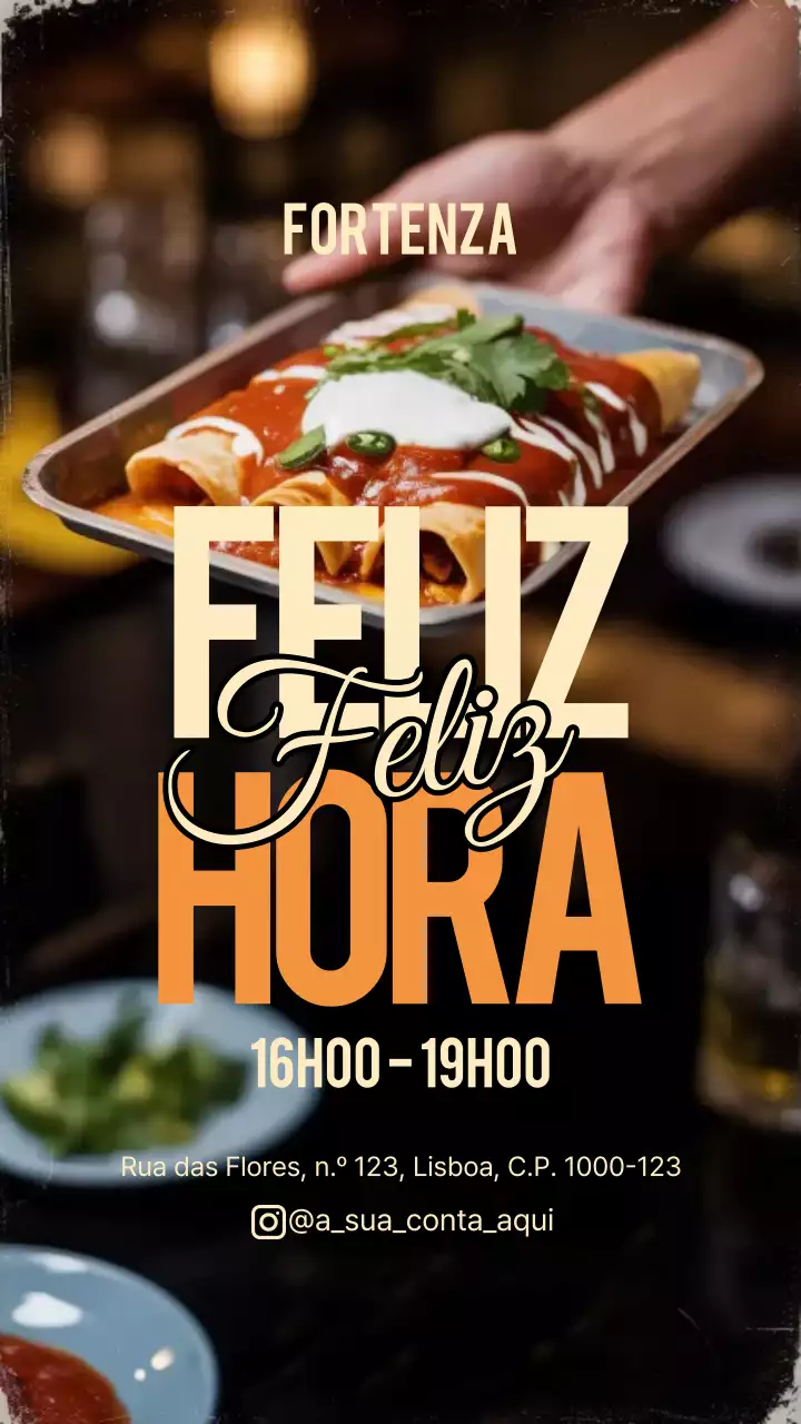 Publicidade de happy hour retrô laranja no Instagram