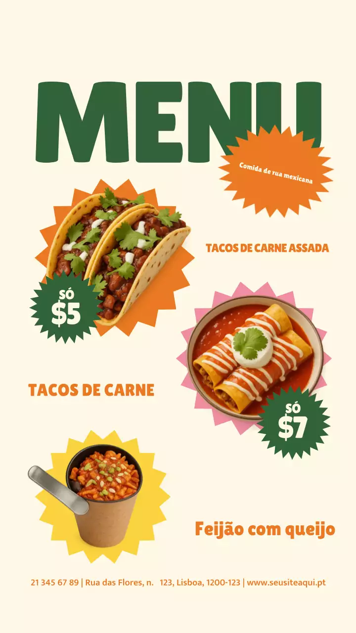 Postagem do Instagram sobre cardápio de comida retrô verde
