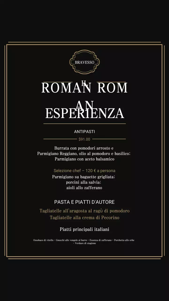 Post Instagram del menu Black Classic Dining