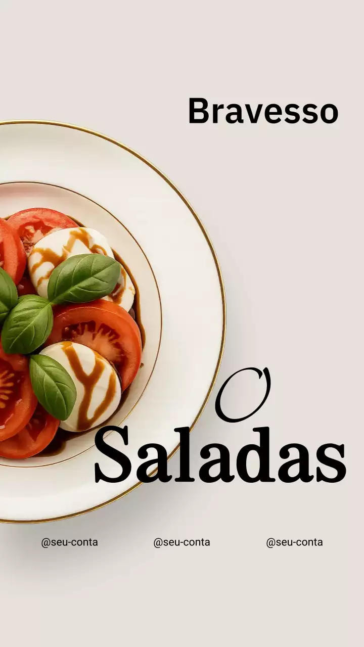 Publicação de salada minimalista bege no Instagram