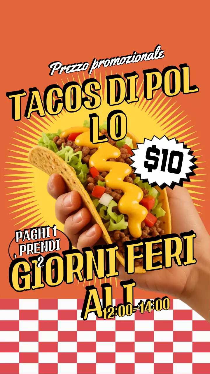 Storia di Instagram della promozione Orange Retro Taco