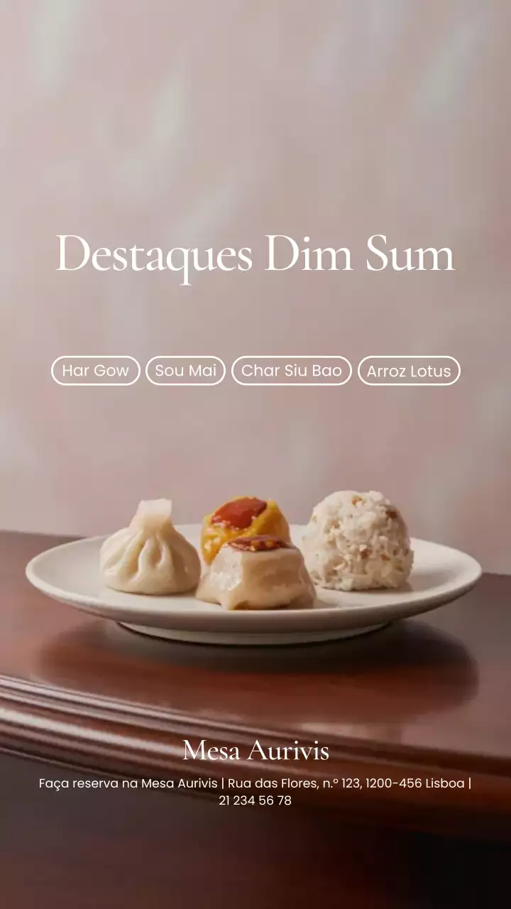 História do Instagram do Menu Dim Sum Elegante Bege