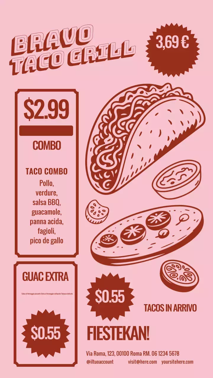 Post Instagram del menu Pink Retro Taco