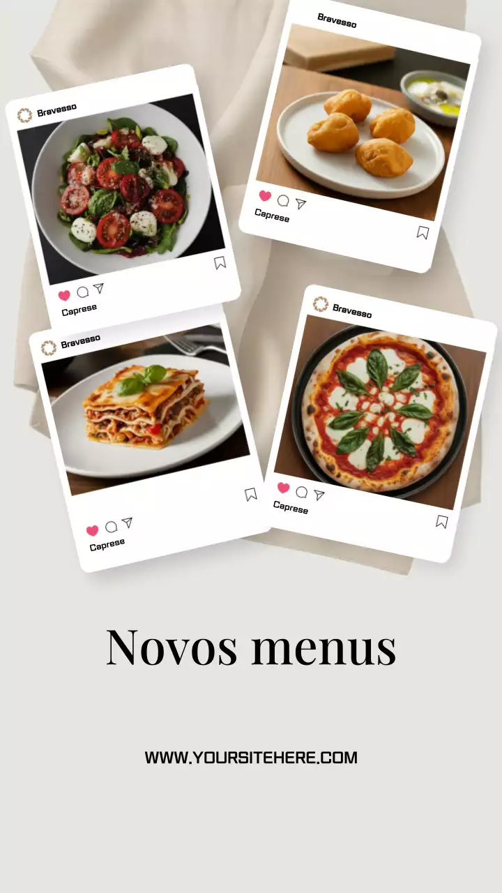 História do Instagram de promoção do menu de comida moderna bege