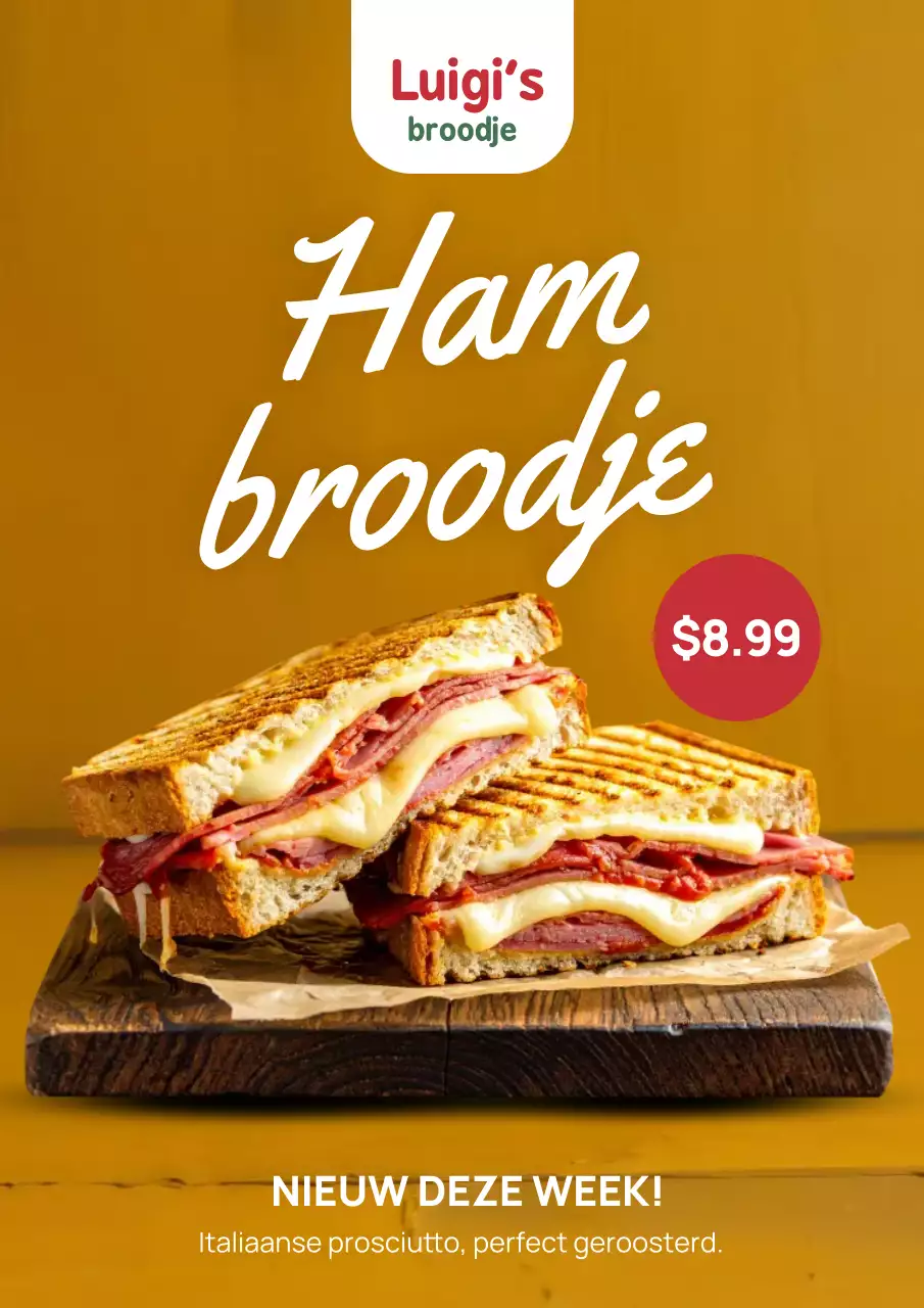 Bruine moderne sandwich-reclameposter