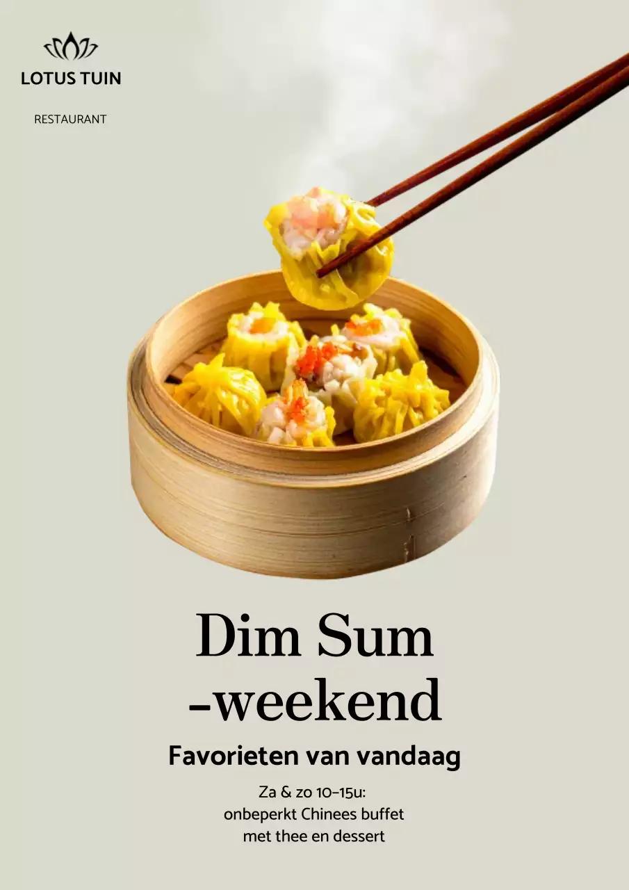 Beige traditionele dim sum menuposter