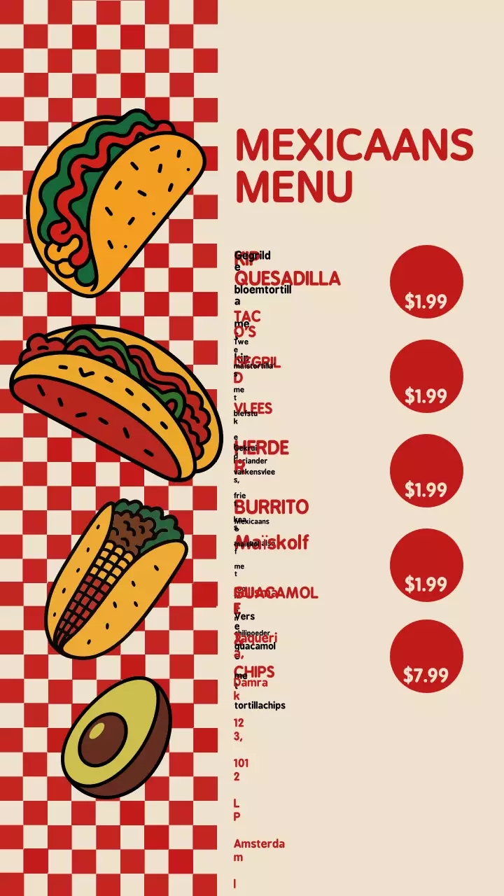 Rood Retro Mexicaans Menu Instagram-verhaal