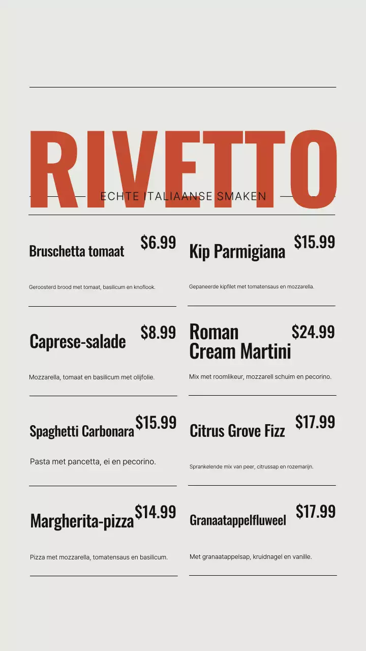 Beige Modern Restaurant Menu Instagram Story