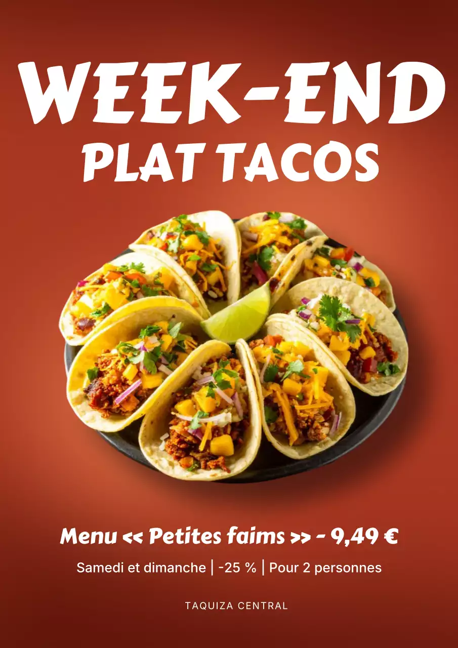 Affiche promotionnelle du menu Orange Bold Taco
