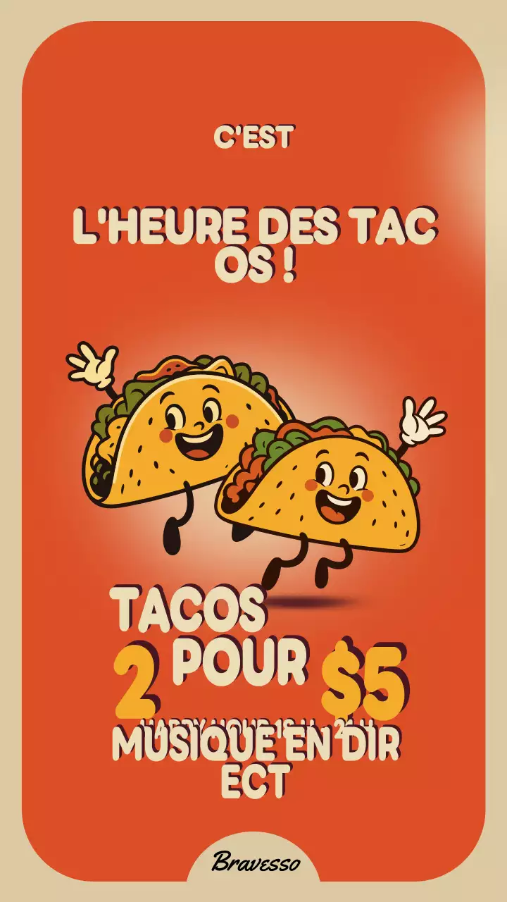 Histoire Instagram de la promotion des tacos rétro orange