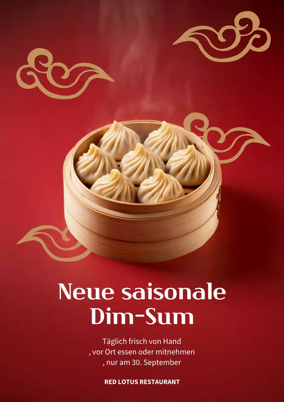 Rotes traditionelles Dim Sum-Werbeplakat