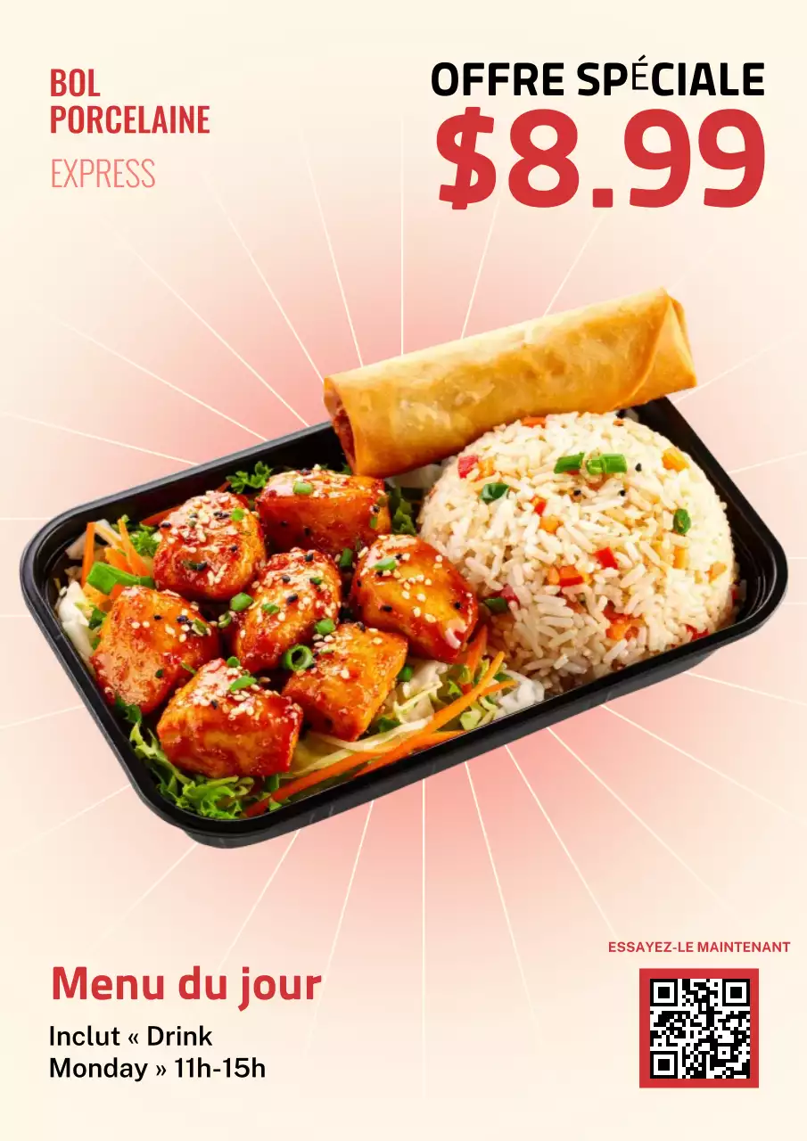 Affiche publicitaire du menu Red Modern Food