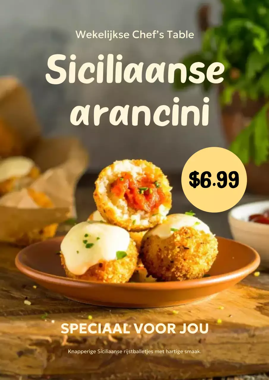 Beige rustieke voedselreclameposter